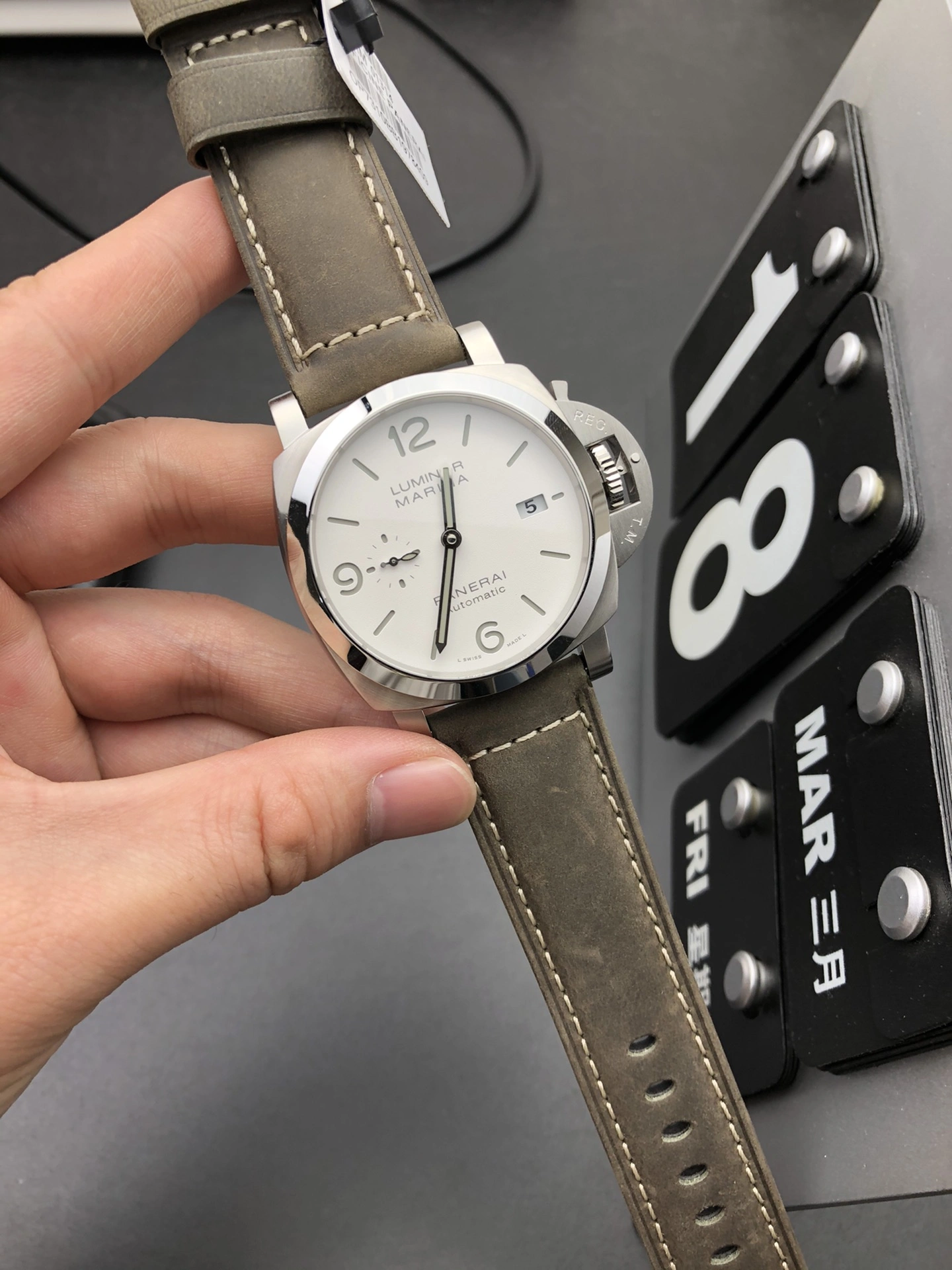 CBD Factory Panerai Luminor Marina 44mm White Dial Distressed Luminous Arabic Numerals Brown Leather Strap(PAM01314)1:1 Super Clone – DDP.9010 Movement Vibrant 376